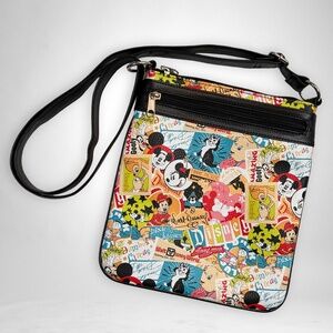 Disney Parks Characters/Logo Collage Crossbody /Tablet/ Artist Shoulder Bag